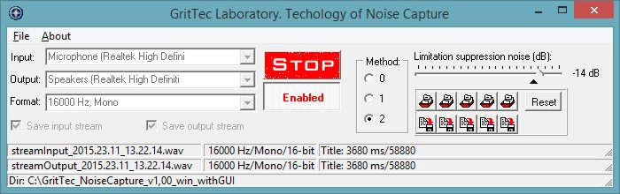 Noise Capture in speech signals