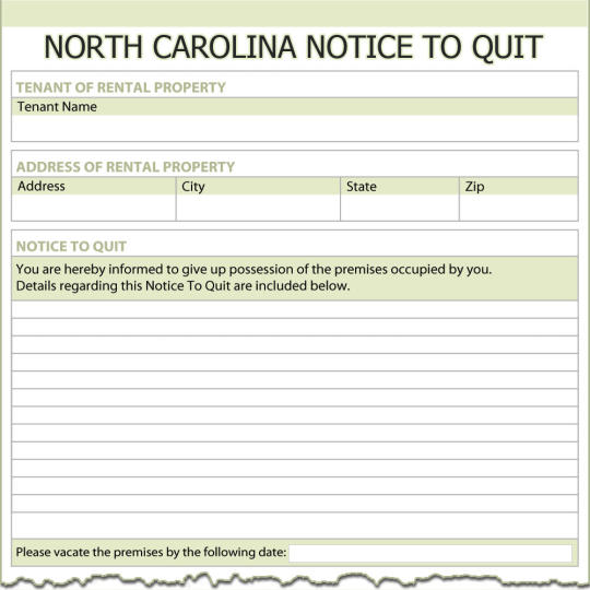 North Carolina Notice To Quit