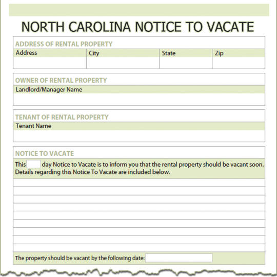 North Carolina Notice To Vacate