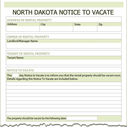 North Dakota Notice To Vacate