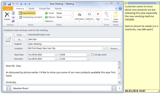 Notes Add-in for Outlook