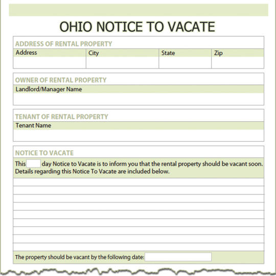 Ohio Notice To Vacate
