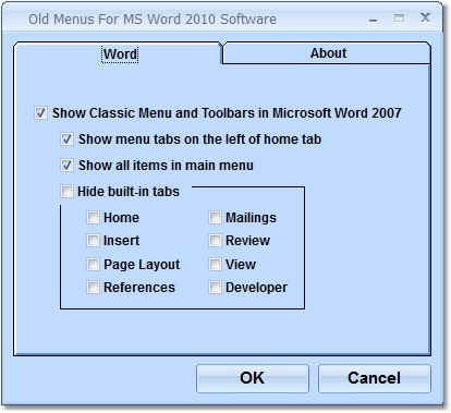 Old Menus For MS Word 2010 Software