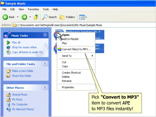 One-click APE to MP3 Converter