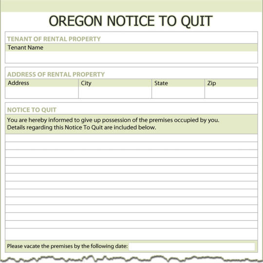 Oregon Notice To Quit