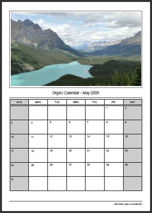 Org4U.com Free Online PDF Calendar