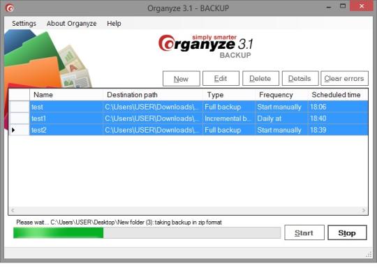 Organyze Backup