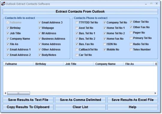 Outlook Extract Contacts Software