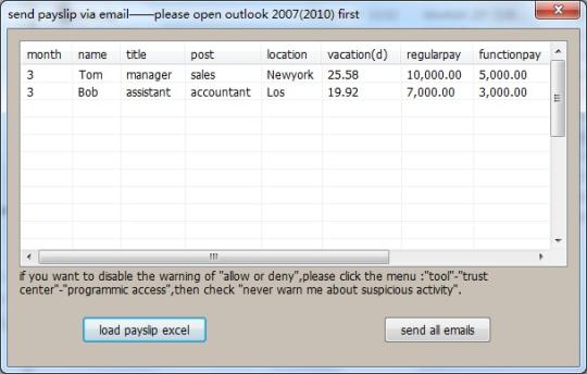 Outlook Helper for Excel Payslip
