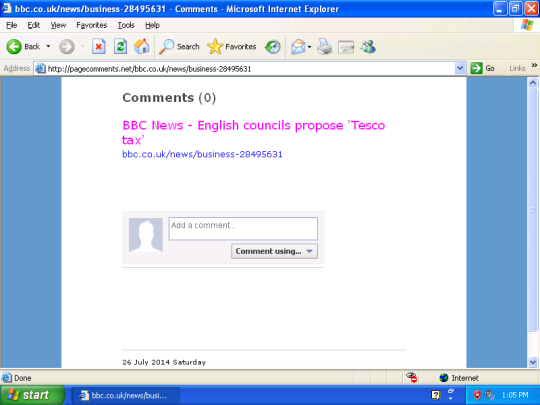 Page Comments Add-on for Internet Explorer