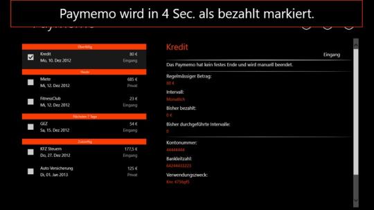 Paymemo for Windows 8