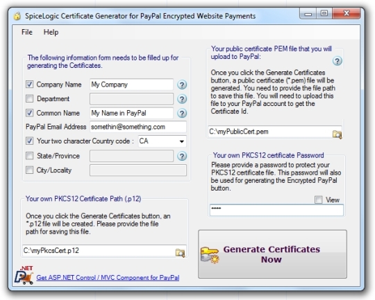 PayPal Certificate Generator for Encrypted Website Payments