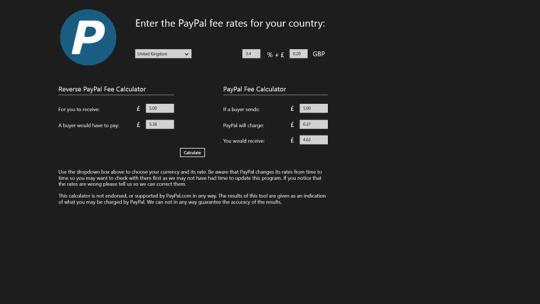 PayPal Fees Calculator for Windows 8