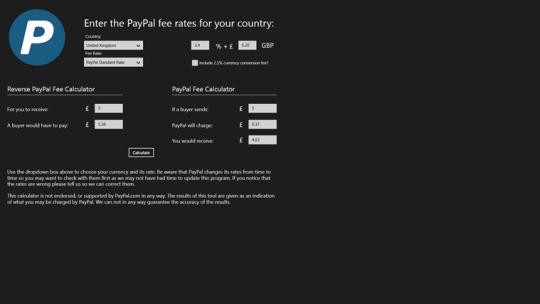 PayPal Fees Calculator Pro for Windows 8