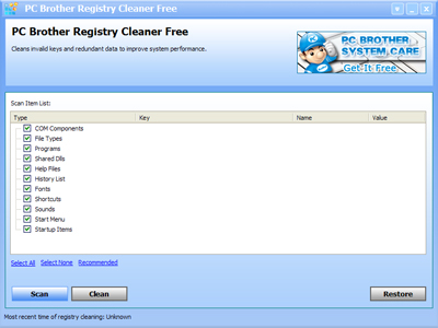 PC Brother Registry Cleaner Free