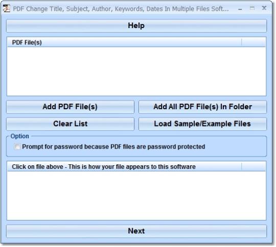 PDF Change Title, Subject, Author, Keywords, Dates In Multiple Files Software