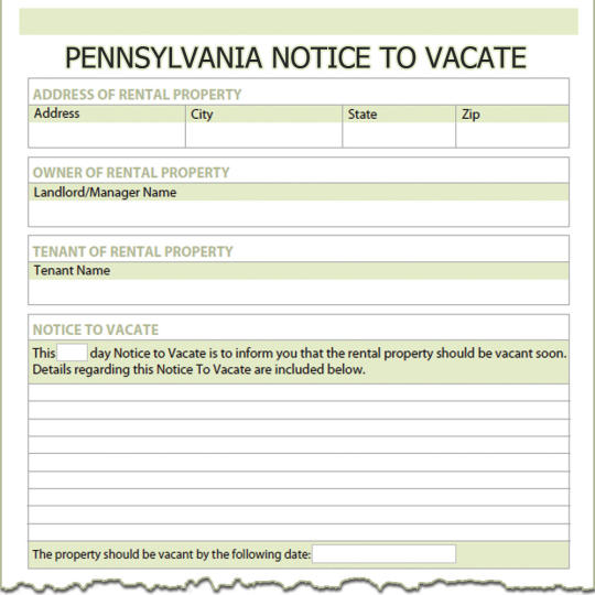 Pennsylvania Notice To Vacate