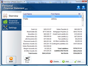 Personal Financial Statement Software 2010