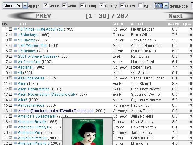 PHP Personal Movie Database