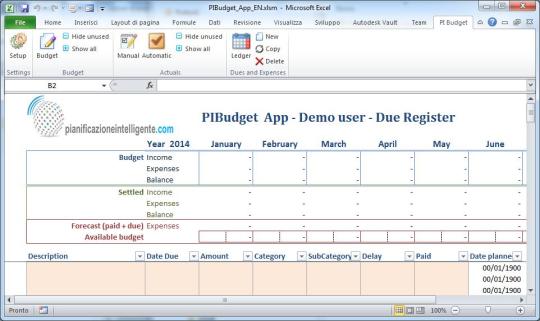 PIBudget App for Excel