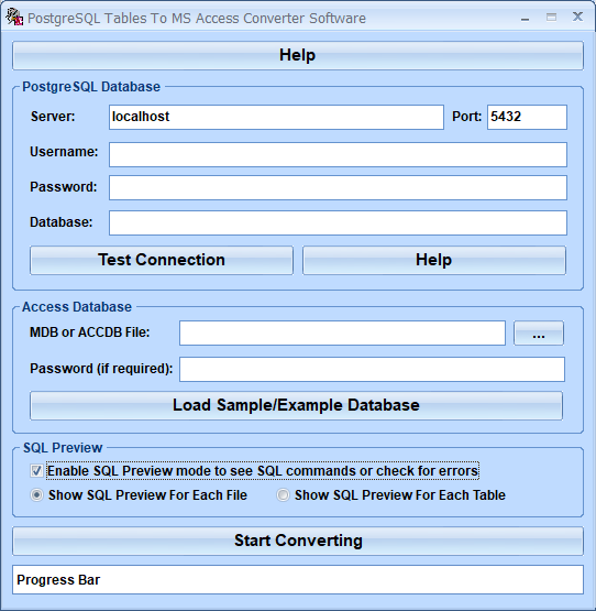 PostgreSQL Tables To MS Access Converter Software