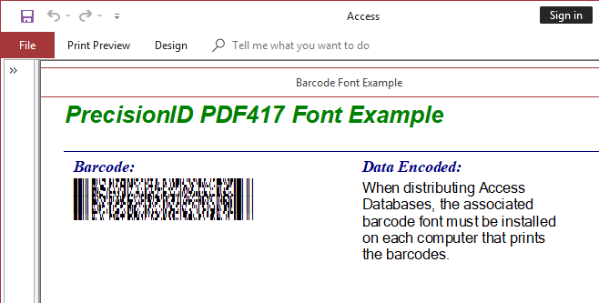 PrecisionID.com PDF417 Font Package