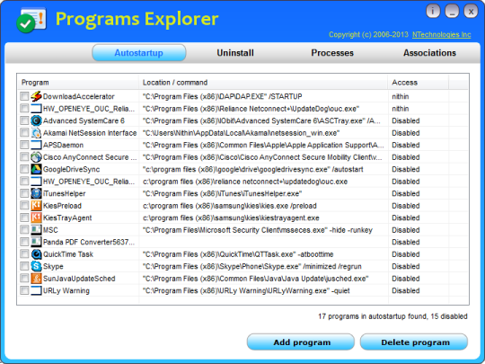 Programs Explorer