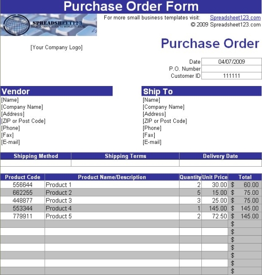 Purchase Order Template with AutoInvoice Tool