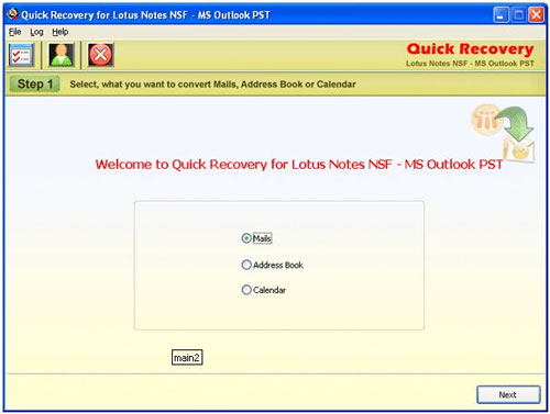Quick Recovery for Lotus Notes NSF - MS Outlook PST
