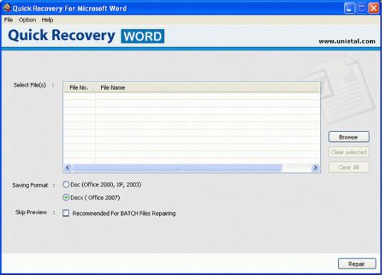 Quick Recovery for Microsoft Word