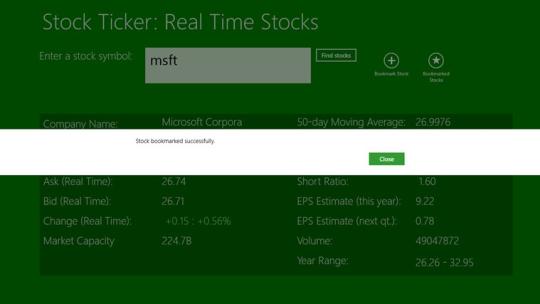 Real Time Stocks for Windows 8