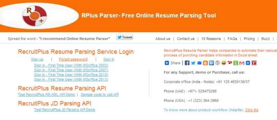 RecruitPlus Resume Parser