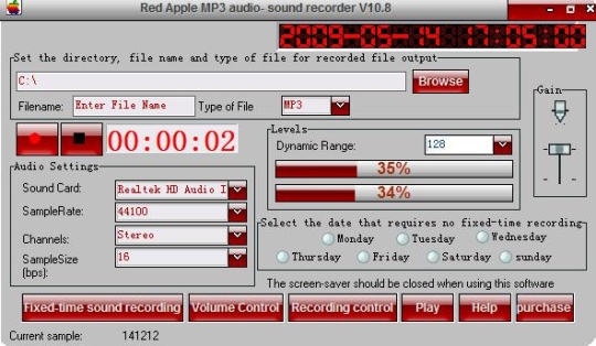 Red Apple MP3 audio-sound recorder