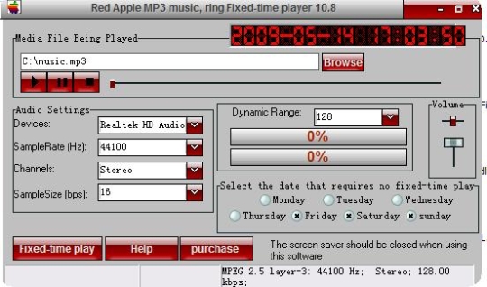 Red Apple MP3 music Fixed-time player