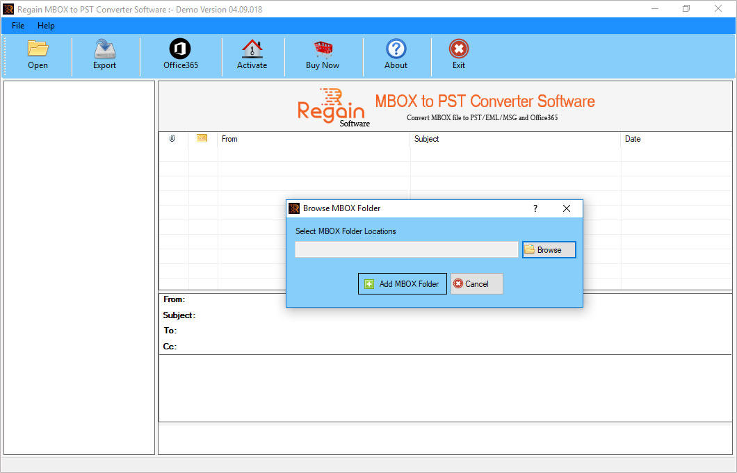 Regain MBOX to PST Converter Software