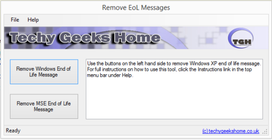 Remove Windows XP End of Life