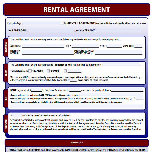 Rental Agreement Forms