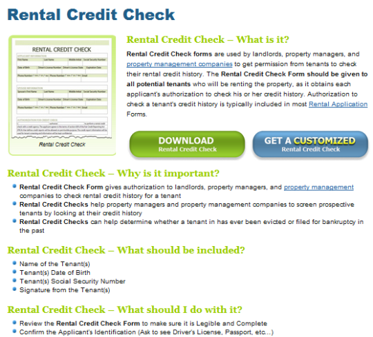 Rental Credit Check Forms