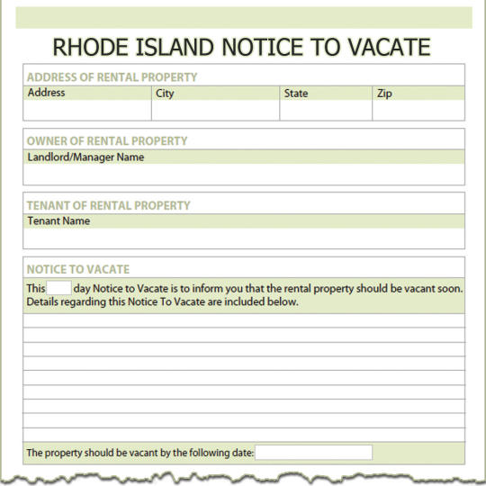 Rhode Island Notice To Vacate
