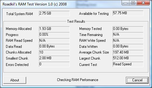 Roadkil's RAM Test
