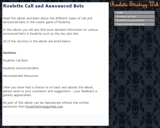 Roulette Call and Announced Bets