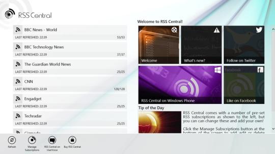 RSS Central for Windows 8