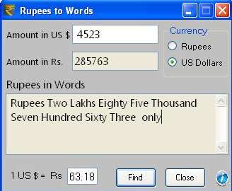 Rupees to Words Finder
