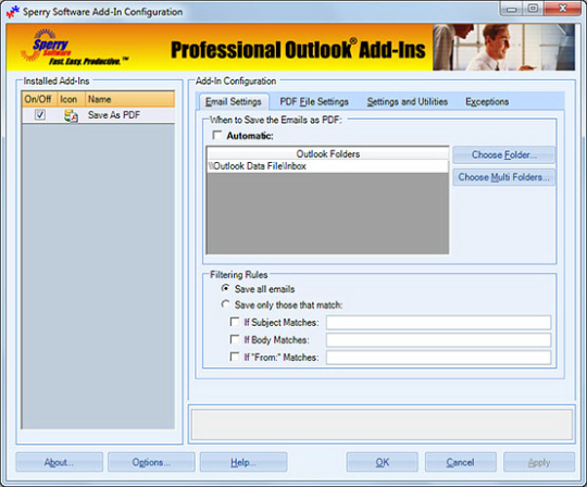 Save As PDF for Outlook 2007/Outlook 2010 (32-bit)