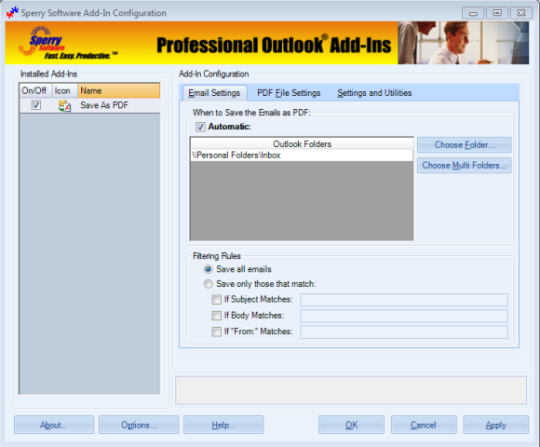 Save As PDF for Outlook 2010 (64-bit)