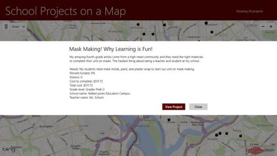 School Projects on a Map for Windows 8