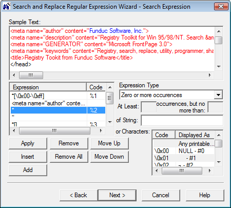 Search and Replace Regular Expression Wizard Portable