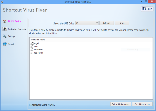 Shortcut Virus Fixer