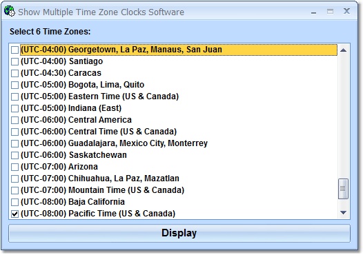 Show Multiple Time Zone Clocks Software