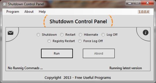 Shutdown Control Panel